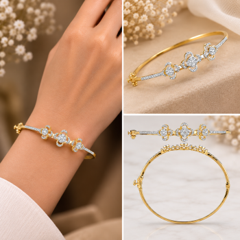 Exquisite Floral Natural Real Diamond Women Kada LNBR0113 | IGI Certified