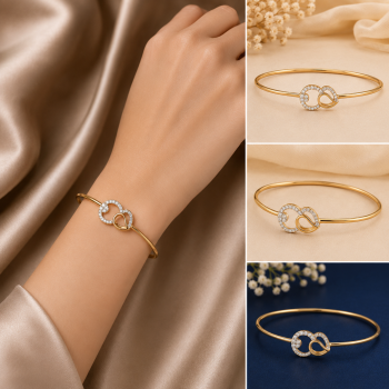 Interlocked Hearts Natural Diamond Women Kada LNBR0212 | IGI Certified