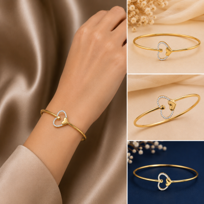 Embracing Heart Natural Diamond Women Kada LNBR0214 | IGI Certified