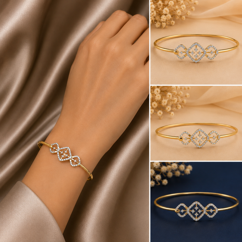 Linked Real Diamond Motif Kada LNBR0220 | IGI Certified