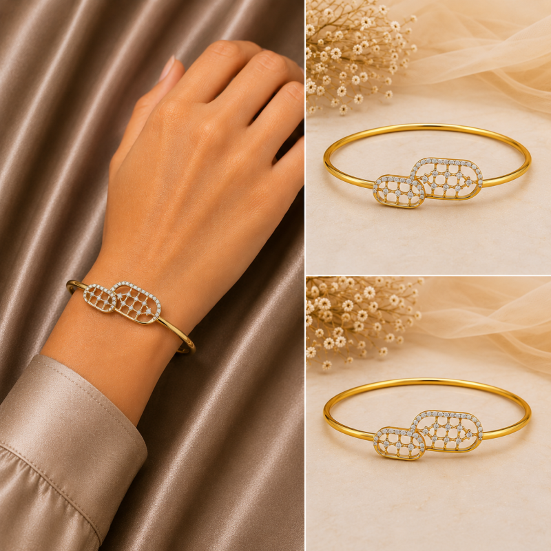 Linked Lattice Real Diamond Women Kada LNBR0232 | IGI Certified