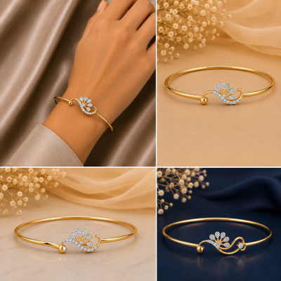 Peacock Natural Diamond Kada LNBR0236 | IGI Certified