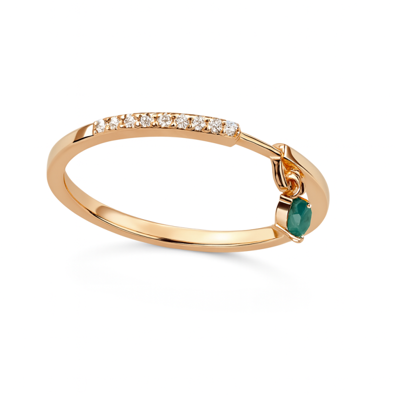 Dangling Emerald Real Diamond Women Ring LNLR1255 | IGI CERTIFIED