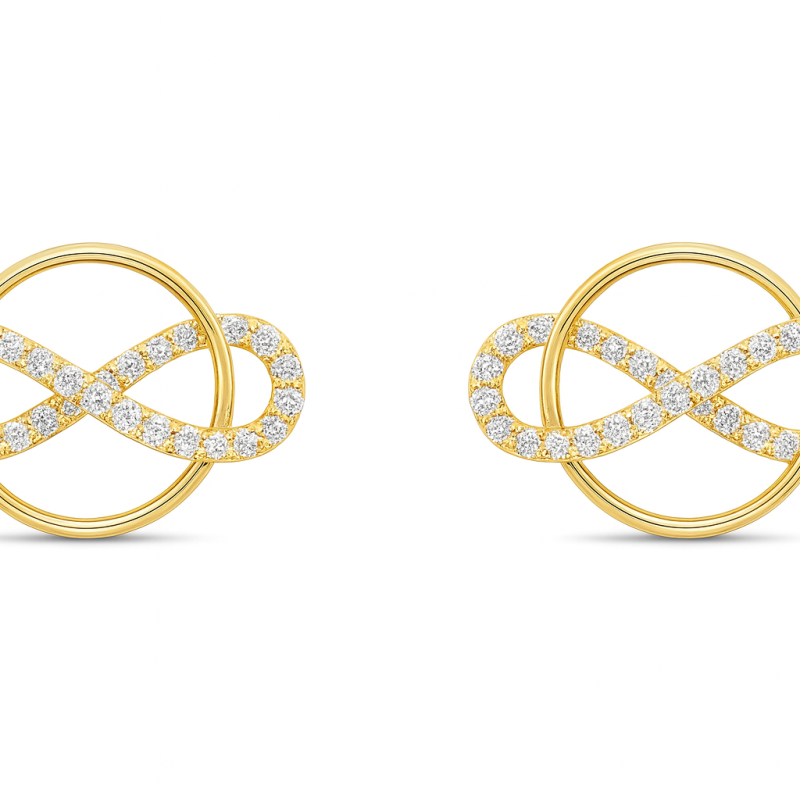 Timeless Natural Diamond Infinity Stud Earrings LNER0379 | IGI Certified