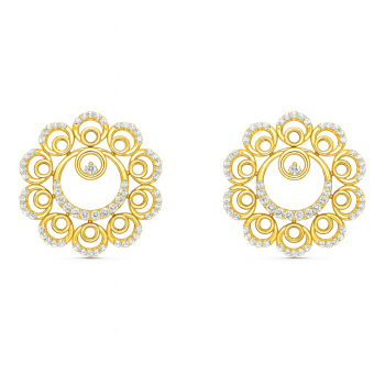Ornate Natural Diamond Filigree Circle Earrings LNER0741 | IGI Certified