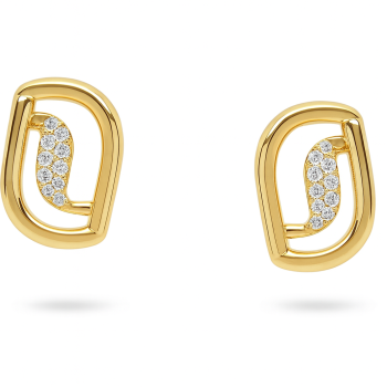 Modern Natural Diamond Gold Buckle Stud Earrings LNER0726 | IGI Certified