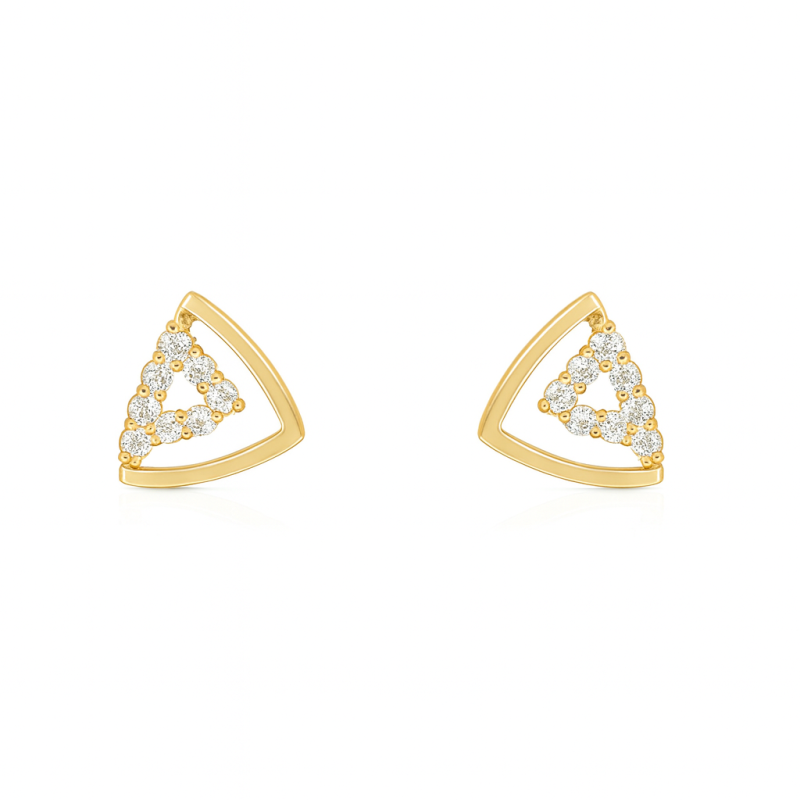 Geometric Natural Diamond Triangle Stud Earrings LNER0728 | IGI Certified