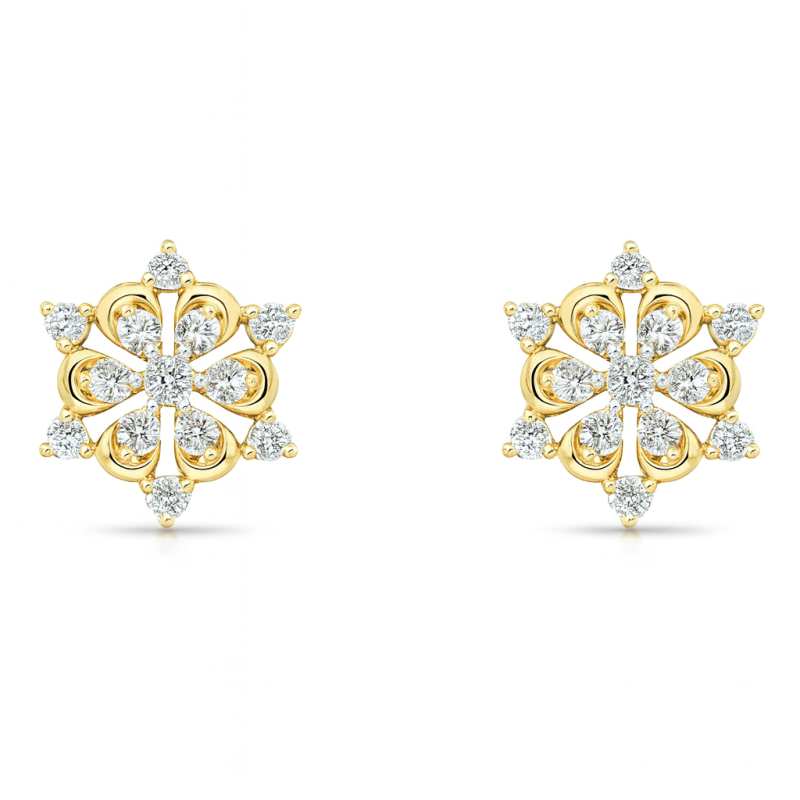Elegant Natural Diamond Snowflake Floral Earrings LNER0730 | IGI Certified