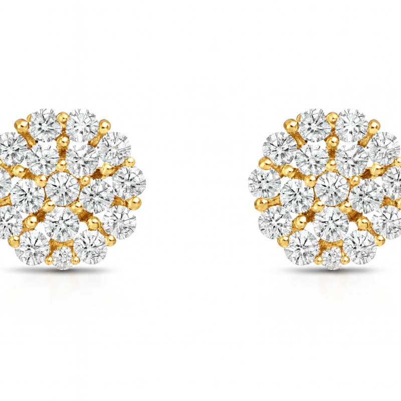 Vibrant Natural Diamond Leaf Design Earrings LNER0733 | IGI Certified