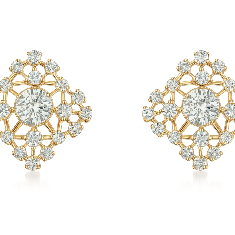 Modern Natural Diamond Geometric Bar Earrings LNER0735 | IGI Certified