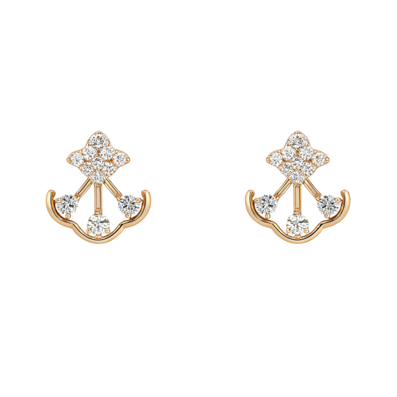 Delicate Natural Diamond Vine Earrings LNER0738 | IGI Certified