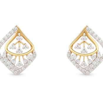 Two-Tone Teardrop Halo Diamond Earrings | IGI Certified | LNPE0383