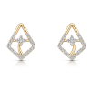 Yellow Gold Diamond Frame Floral Earrings | IGI Certified | LNPE0385