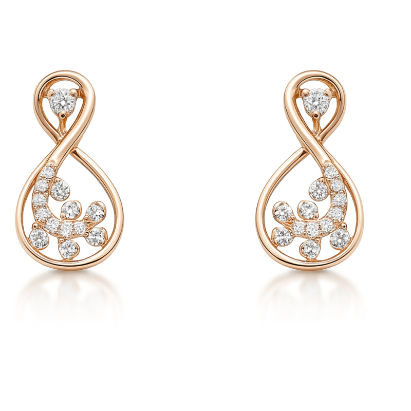 Rose Gold Infinity Teardrop Diamond Earrings | IGI Certified | LNPE0386