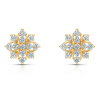 Yellow Gold Multi-Petal Floral Real Diamond Earrings | IGI Certified | LNPE0389