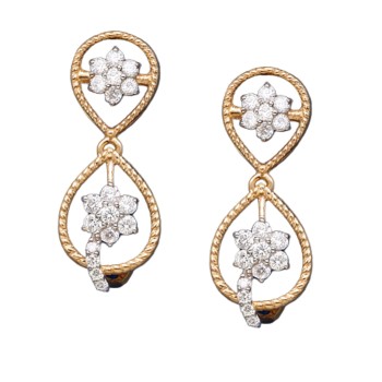 Gold Floral Teardrop Natural Diamond Earrings | IGI Certified | LNPE0413