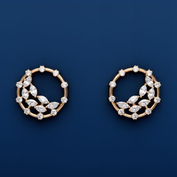 Rose Gold Circular Natural Diamond Earrings | IGI Certified | LNPE0415