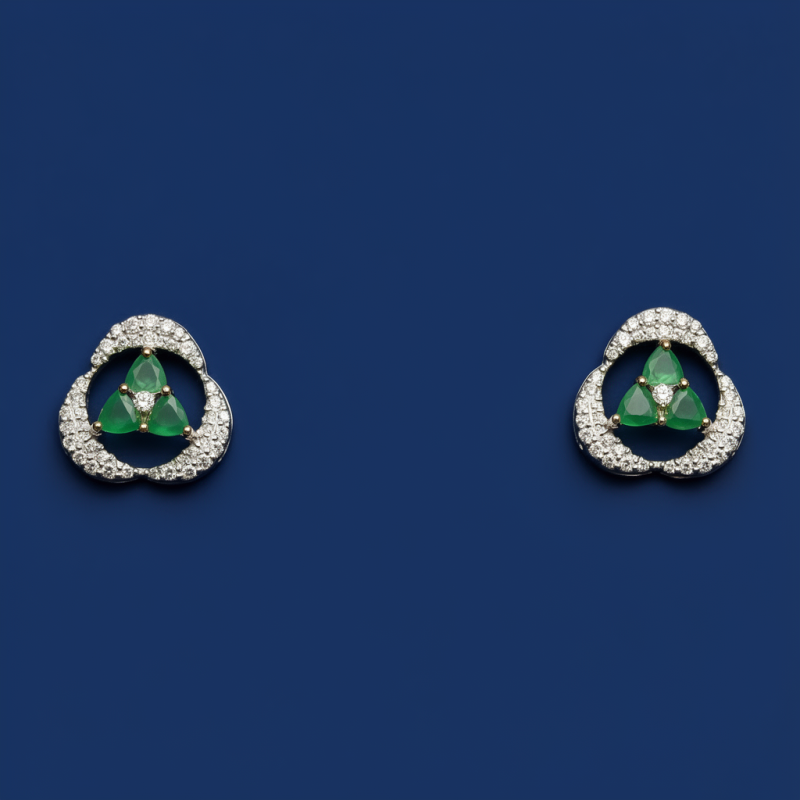 Emerald Clover Natural Diamond Earrings | IGI Certified | LNPE0416