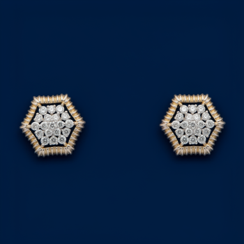 Hexagonal Floral Natural Diamond Earrings | IGI Certified | LNPE0417