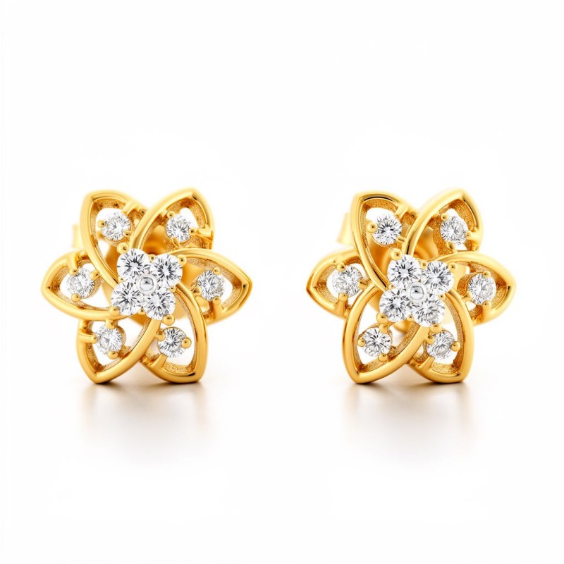 Abstract Flower Natural Diamond Earrings | IGI Certified | LNPE0423