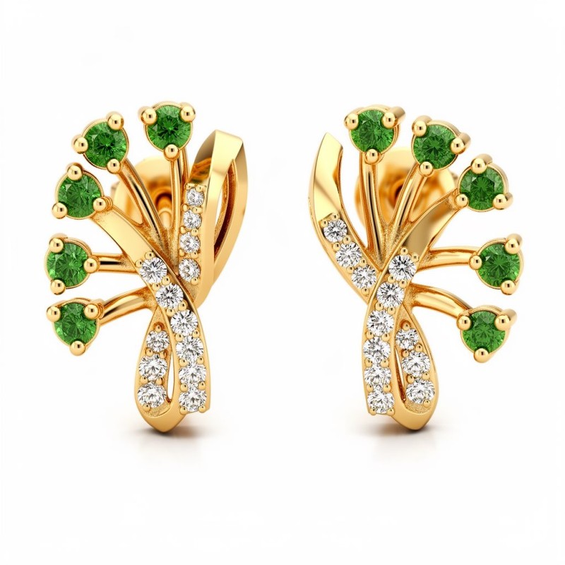 Emerald Peacock Natural Diamond Earrings | IGI Certified | LNPE0424