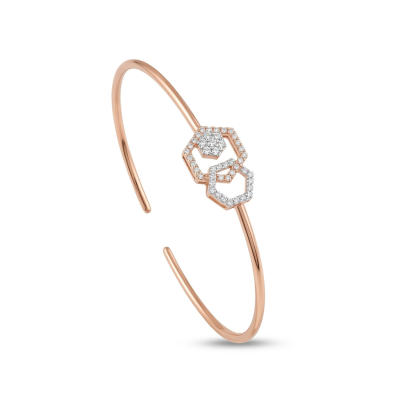 Geometric Hexagon Natural Real Diamond Women Kada LNBR0121 | IGI Certified