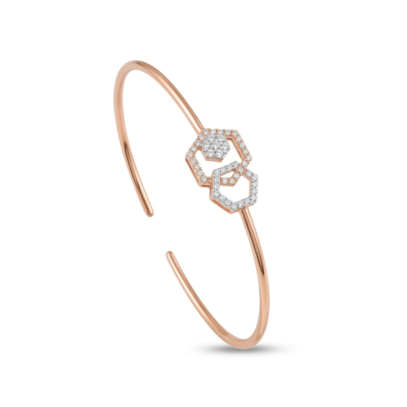 Geometric Hexagon Natural Real Diamond Women Kada LNBR0121 | IGI Certified