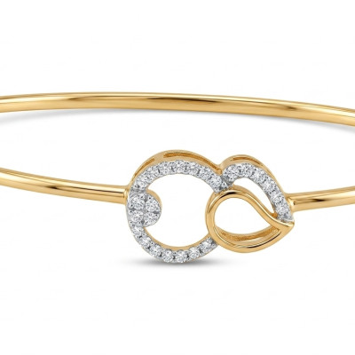 Interlocked Hearts Natural Diamond Women Kada LNBR0212 | IGI Certified