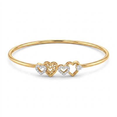 Triple Heart Natural Diamond Kada LNBR0226 | IGI Certified