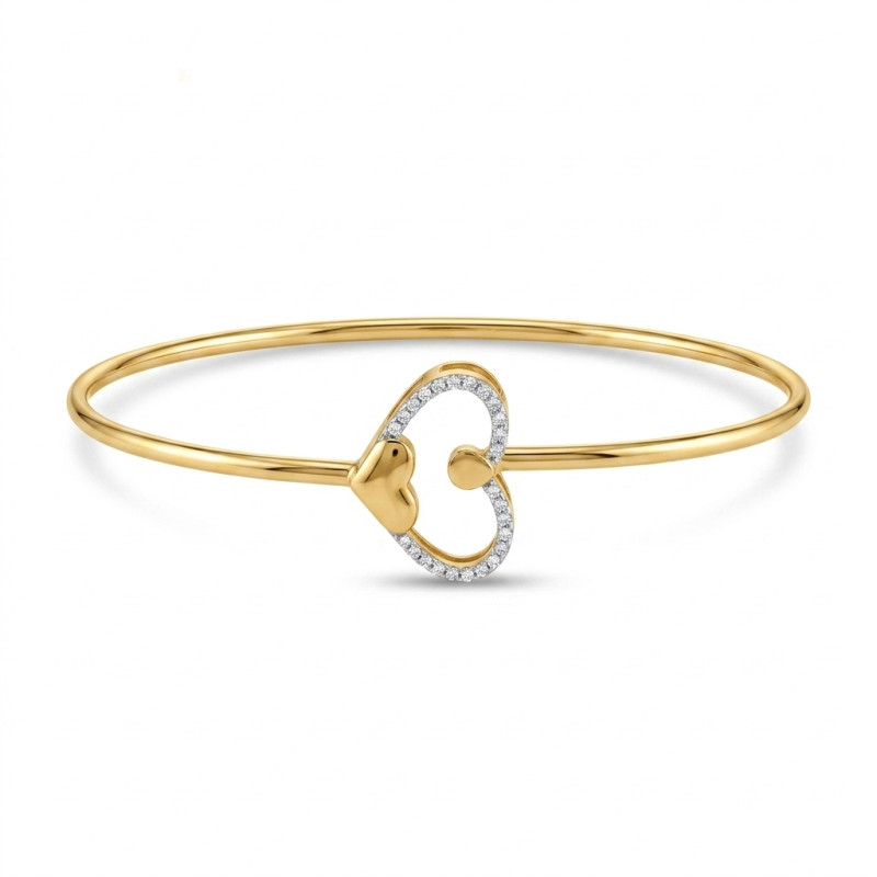 Intertwined Heart  Real Diamond Women Kada LNBR0229 | IGI Certified