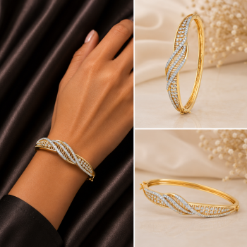 Twisted Pavé Infinity Natural Real Diamond Women Kada LNBR0134 | IGI Certified