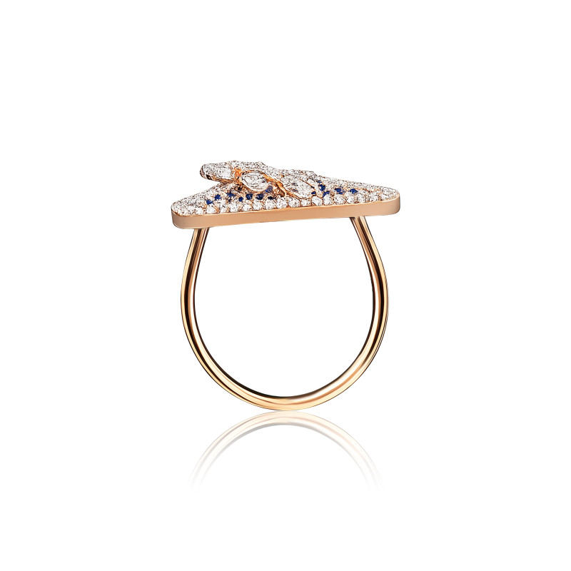 Triangle Sapphire Floral Natural Diamond Women Ring LNLR0612 | IGI CERTIFIED