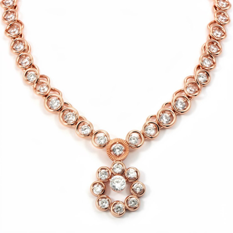 Stunning Circular Bezel Real Diamond Necklace with LNNS0121 | IGI Certified