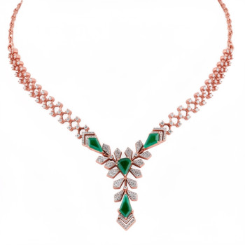 Classic Geometric Honeycomb Rose Gold Real Diamond Necklace with LNNS0273 | IGI Certified