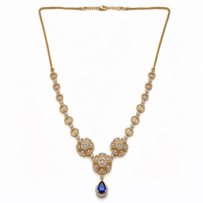 Timeless Circular Floral Yellow Gold Real Diamond Necklace with LNNS0223 |IGI Certified
