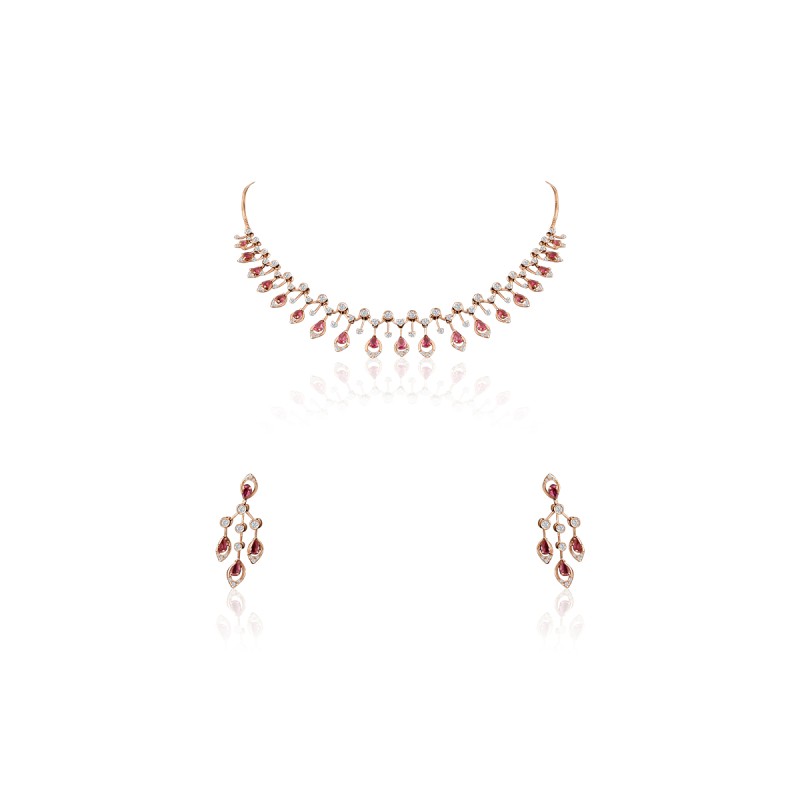 Radiant Natural Diamond Necklace Set – LNNS0067