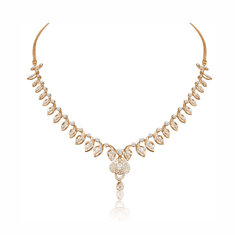 Elegant Natural Diamond Rose Gold Necklace Set – LNNS0154
