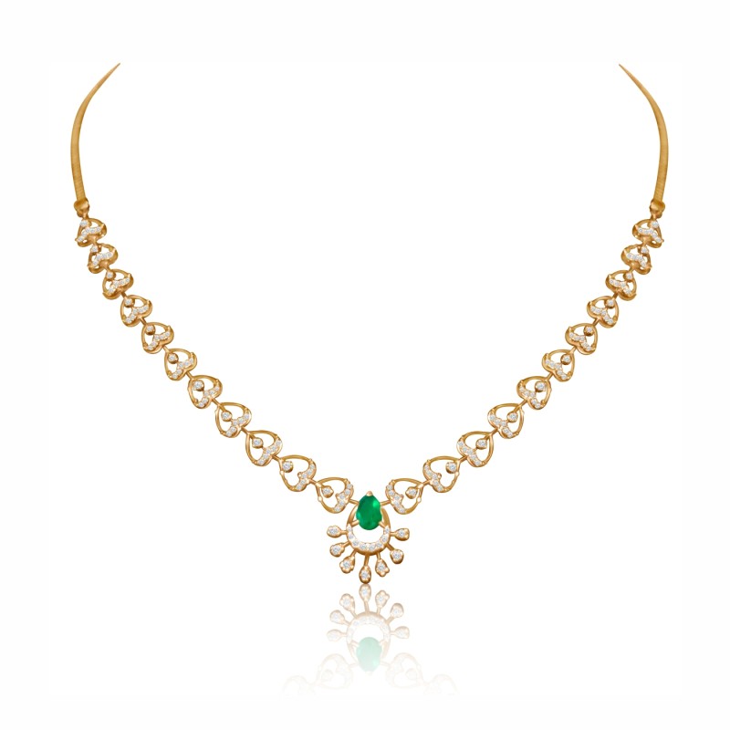 Luxurious Natural Diamond Gold Necklace Set – LNNS0155