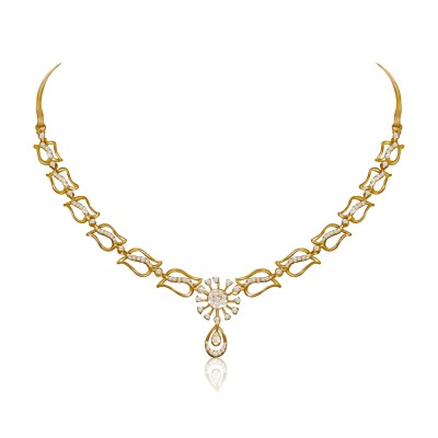 Graceful Real Diamond Gold Necklace Set – LNNS0156