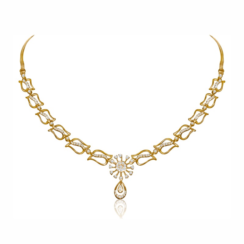 Graceful Real Diamond Gold Necklace Set – LNNS0156