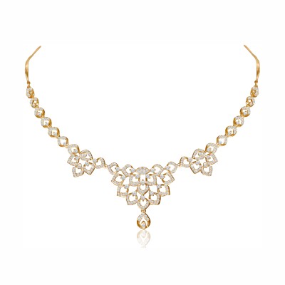 Modern Real Diamond Gold Necklace Set – LNNS0157