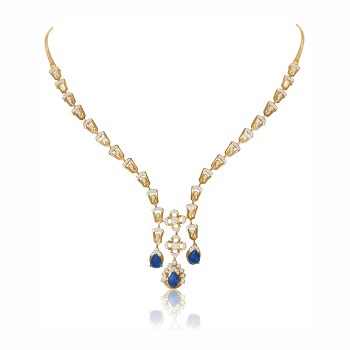Sophisticated Natural Gold Diamond Necklace Set – LNNS0158