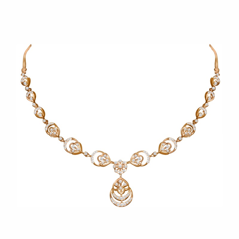 Artistic Real Diamond Rose Gold Necklace Set – LNNS0161