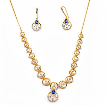Enchanting Swirl Circle Yellow Gold Natural Diamond Necklace with LNNS0072 | IGI certified
