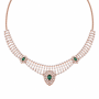 Delicate Lattice Rose Gold Real Diamond Necklace with Green Emerald LNNS0255 | IGI Certified