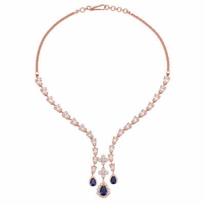 Brilliant Baguette Rose Gold Natural Diamond Necklace with LNNS0260 | IGI Certified