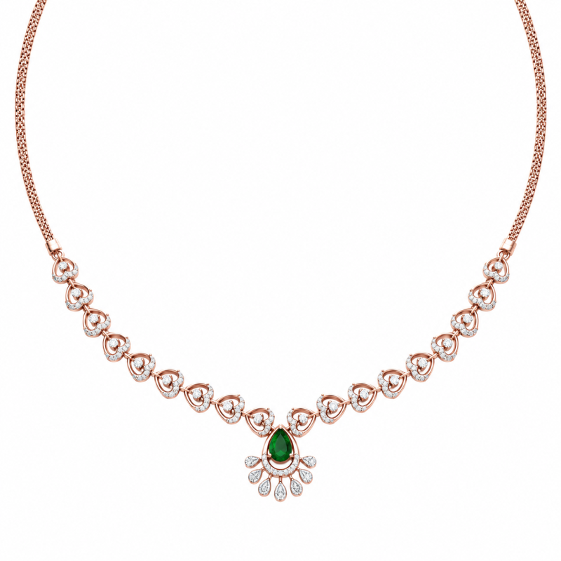 Alluring Heart Link Rose Gold Natural Diamond Necklace with LNNS0265 | IGI  Certified