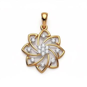 Modern Floral Swirl Natural Diamond Pendant LNPS0423 | IGI Certified