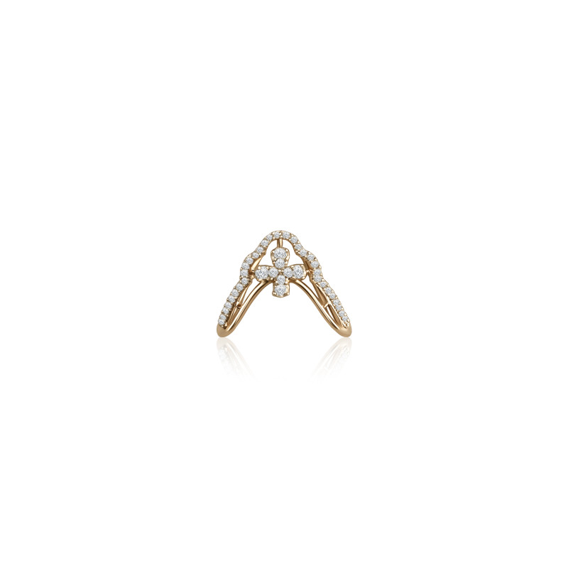 Cross Floral Arch Natural Diamond Women Ring LNLR0623 | IGI CERTIFIED