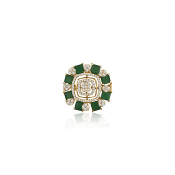 Emerald Petal Medallion Real Diamond Women Ring LNLR0633 | IGI CERTIFIED